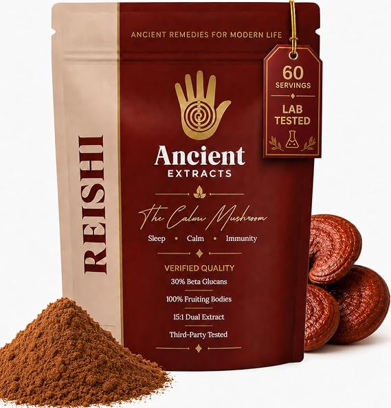 Max-Potency Reishi Powder Mushroom Extract Dual 15:1 Ganoderma Lucidum