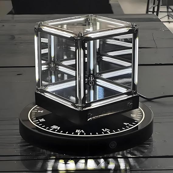 Infinity Hypercube LED Night Light, 360° Rotating Mirror Cube with 1.5cm Floating Base, Hypercube Ornament for Home and Office