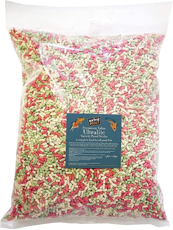 Extra Select Premium Value Ultralite Variety Pond Sticks Complete Fish Feed, 15 Litre