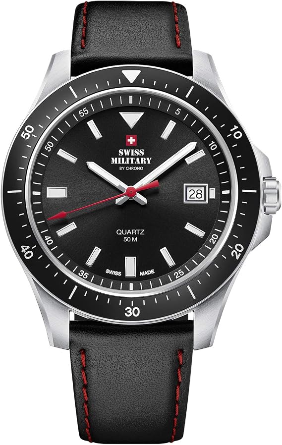 Swiss Military by Chrono Men's Quartz Watch with Analogue Display and Leather Strap SM34082.04