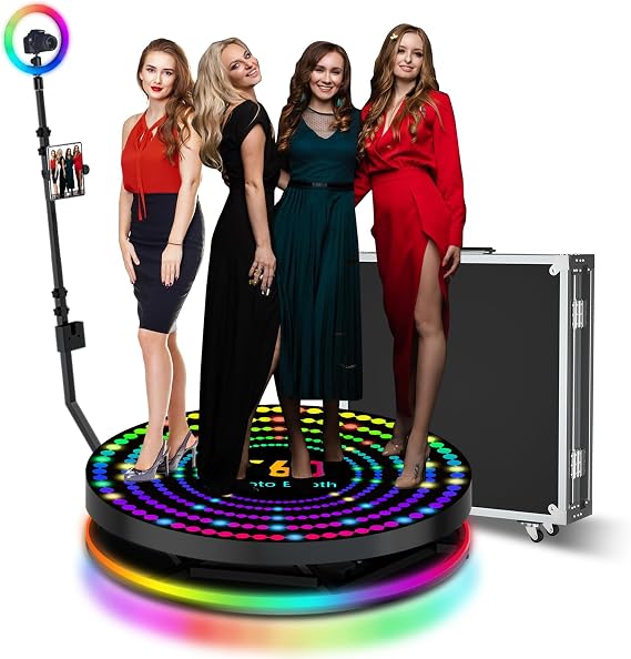360 Photo Booth Machine for Parties, 360 Selfie Camera Booth, Slow Motion Rotating Video Booth 360 Photobooth with Flight Case (31.5 Inches)