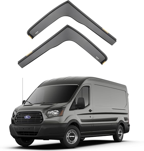 iSPEED Wind Deflectors For Ford Transit MK8 2014 onwards 2pc Set - Keep Your Car Ventilated in Rain - Reduce Wind Turbulence - Tinted, In-Channel Type