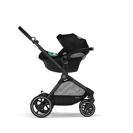 CYBEX Gold EOS 2-in-1 Pushchair with Aton B2 i-Size Baby Seat and Baby Seat Adapter Travel System from Birth to 22 kg (approx. 4 Years) Moon Black (Black)