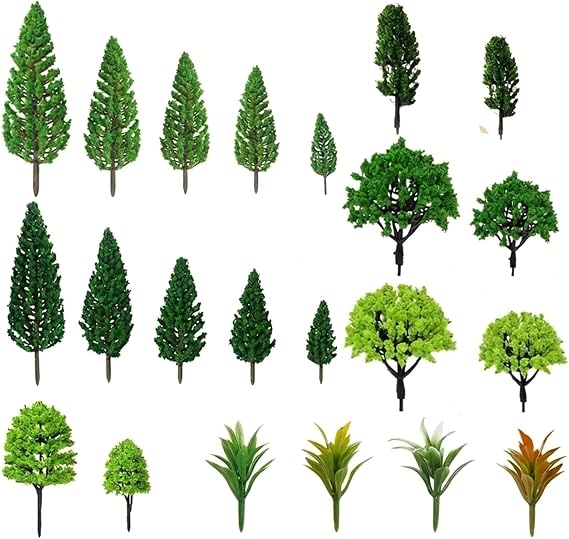 40Pcs Mini Model Mixed Trees, Mini Fake Diorama Plants Grass Set