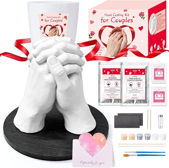 3D Hand Casting Kit, Hand Moulding Kits Couple, Easy-to-Use & Skin-Safe 3D Hand Mold Casting for Adults Keepsake Mold Kit, Ideal Anniversary