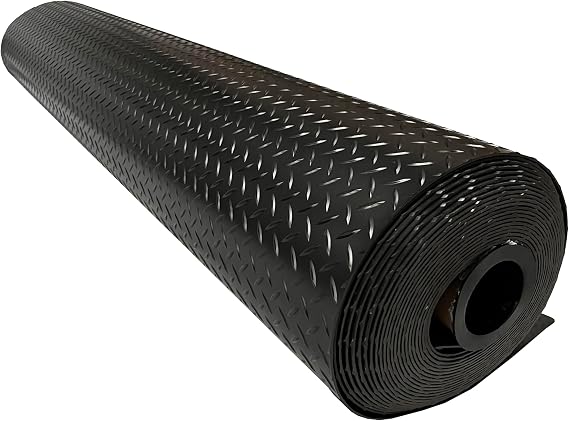 Shield Autocare © Heavy Duty PVC Vinyl Floor Matting Garage Industrial Work Gym Van Shed Non Slip Large Diamond Checker 1.5m Wide 3mm Thick Black | Grey | Silver (Black, 0.5m x 1.5m)