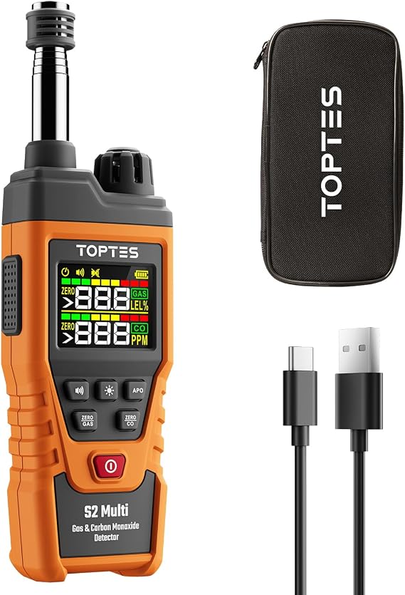 TopTes S2 マルチガス漏れ検知器&一酸化炭素検出器-OR