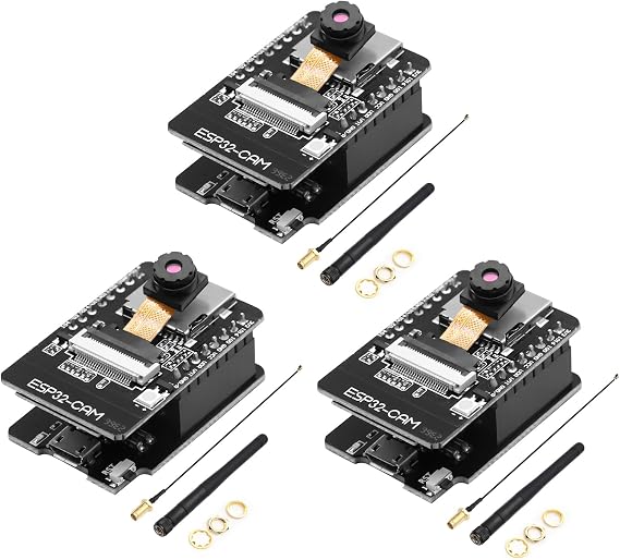 Binghe 3 Pcs ESP CAM WiFi Bluetooth Module ESP-CAM Development Board with OV2640 Kamara Module + 2.4G External Antenna + ESP-CAM-CM Programming Module with Mini USB Compatible with Arduino