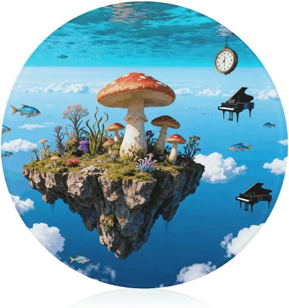 Surreal Landscape Cutting Board, 8" Sublimation Glass Chopping Board Round Cutting Boards for Kitchen Decor, Anti Slip Heat Resistant Glass Plate for Countertop