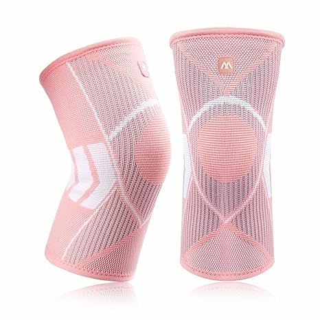 2 Pack Knee Support Brace for Women, Knee Compression Sleeves for Knee Pain, Knee Support for Arthritis Running, Work Out, Gym, Hiking, Sports, Ligament Injury, Meniscus Tear(Pink, M)