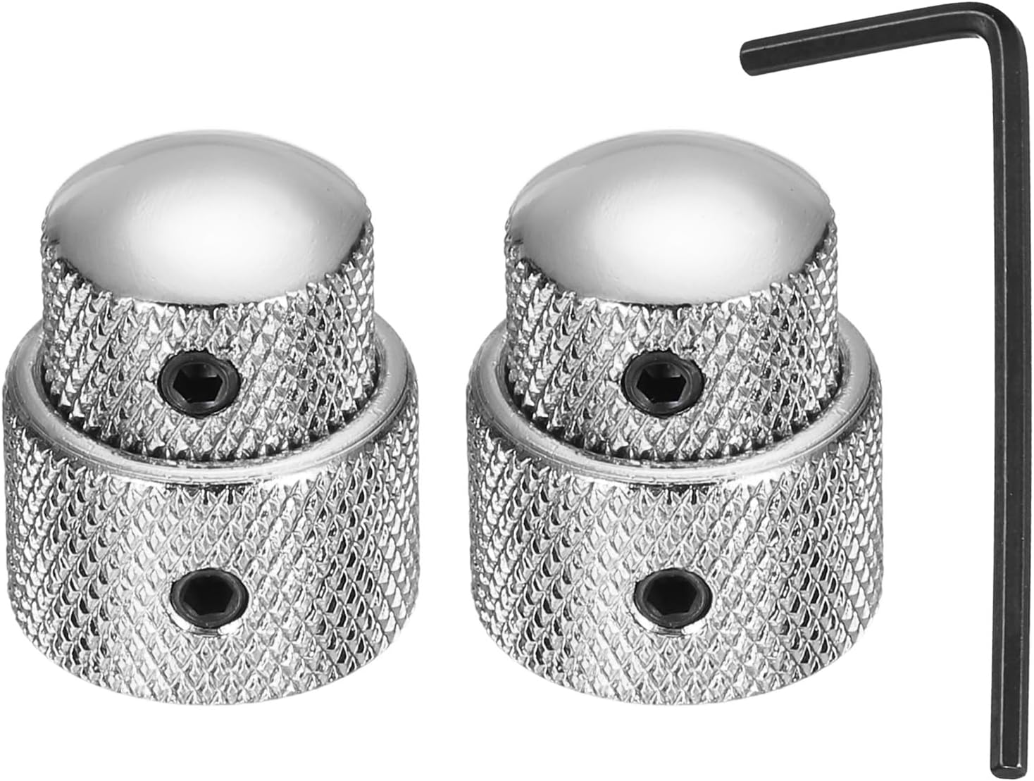 sourcing map 2Pcs Dual Concentric Stacked Control Knobs, 1/4" Universal Metal Volume Tone Audio Control Knobs with Wrench for Electric Guitar, Bass, Silver
