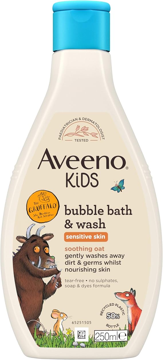 Aveeno Kids Bubble Bath & Wash for Sensitive Skin 250ml Gruffalo Edition