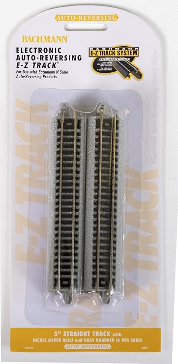 Bachmann Industries E-Z Track Nickel Silver Auto-Reversing 5" Track (6/card) N Scale