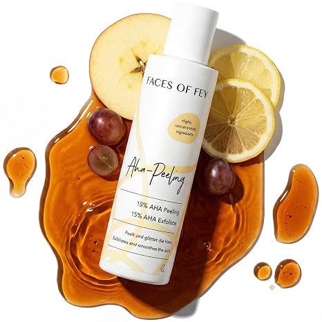Fruit Acid Scrub 15% FACES OF FEY - AHA Peeling with Lactic Acid & Glycolic Acid Against Pigment Spots and Wrinkles - 100 ml Liquid Exfoliator