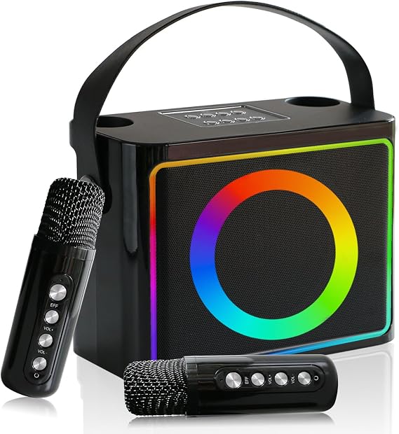 Karaoke Machine 2 Wireless Microphones, Bluetooth Speaker and Microphone