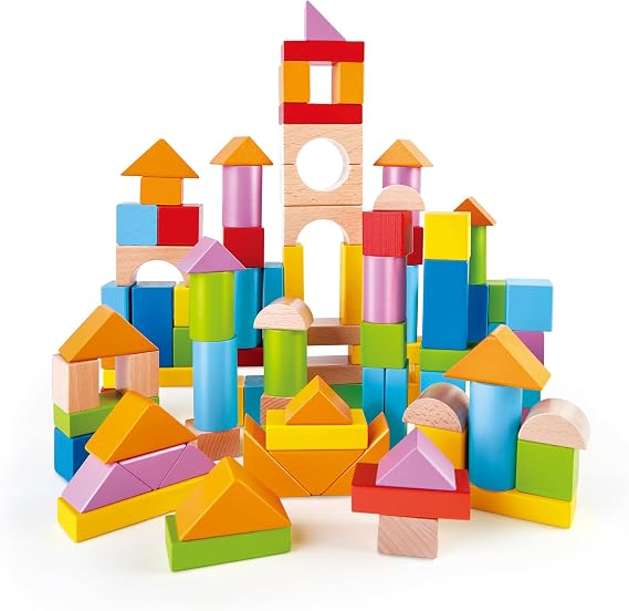 Hape Wonderful Beech Blocks - 101 Pieces | Wooden Stacking Toy | Toddler Building Blocks | For 12 Months+