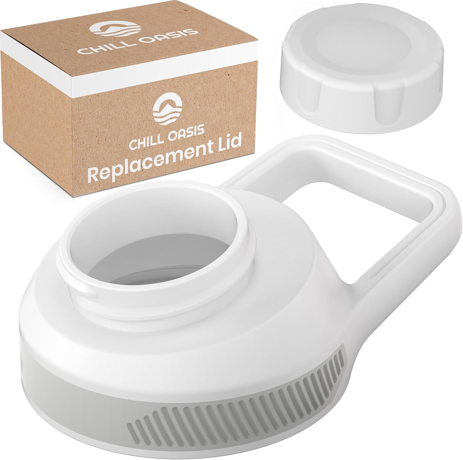 Chill Oasis Replacement Lid Compatible with Cirkul Water Bottle | Fits Flavor Cartridges | BPA Free, Leak Proof, and Dishwasher Safe White