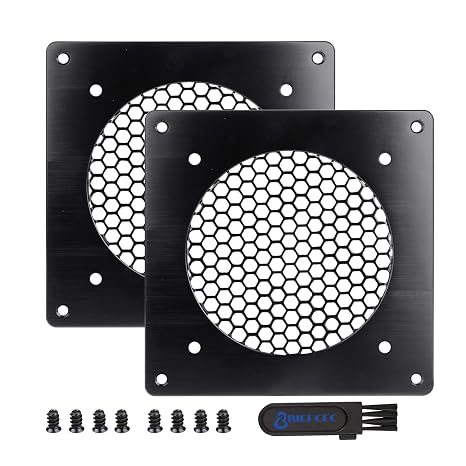 Ventilation Grille 120MM fan cover Mesh for PC Computer AV Electronic Cabinet, Also Includes Accessories for Installing 120mm Fan (2 Set)