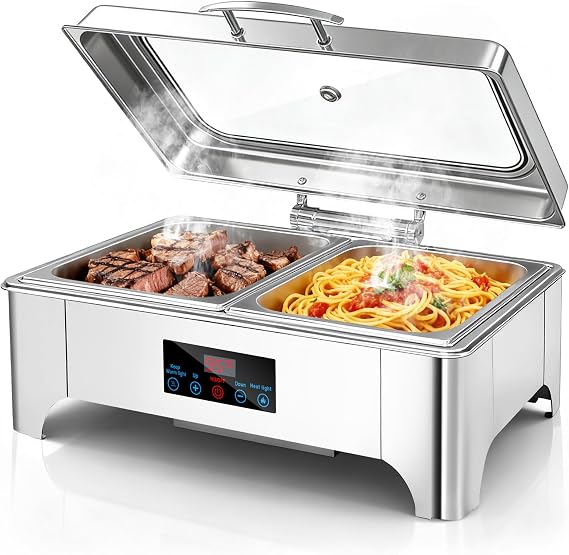Chafing Dish Buffet Set Electric 9L, Stainless Steel Square Dishes