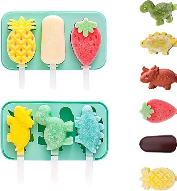 Ice Lolly Moulds with Sticks – 2Pcs Reusable Silicone Ice Cream Moulds for Kids, BPA-Free Food Grade Popsicle Maker, Easy Release Lolly Mould for Homemade Frozen Treats