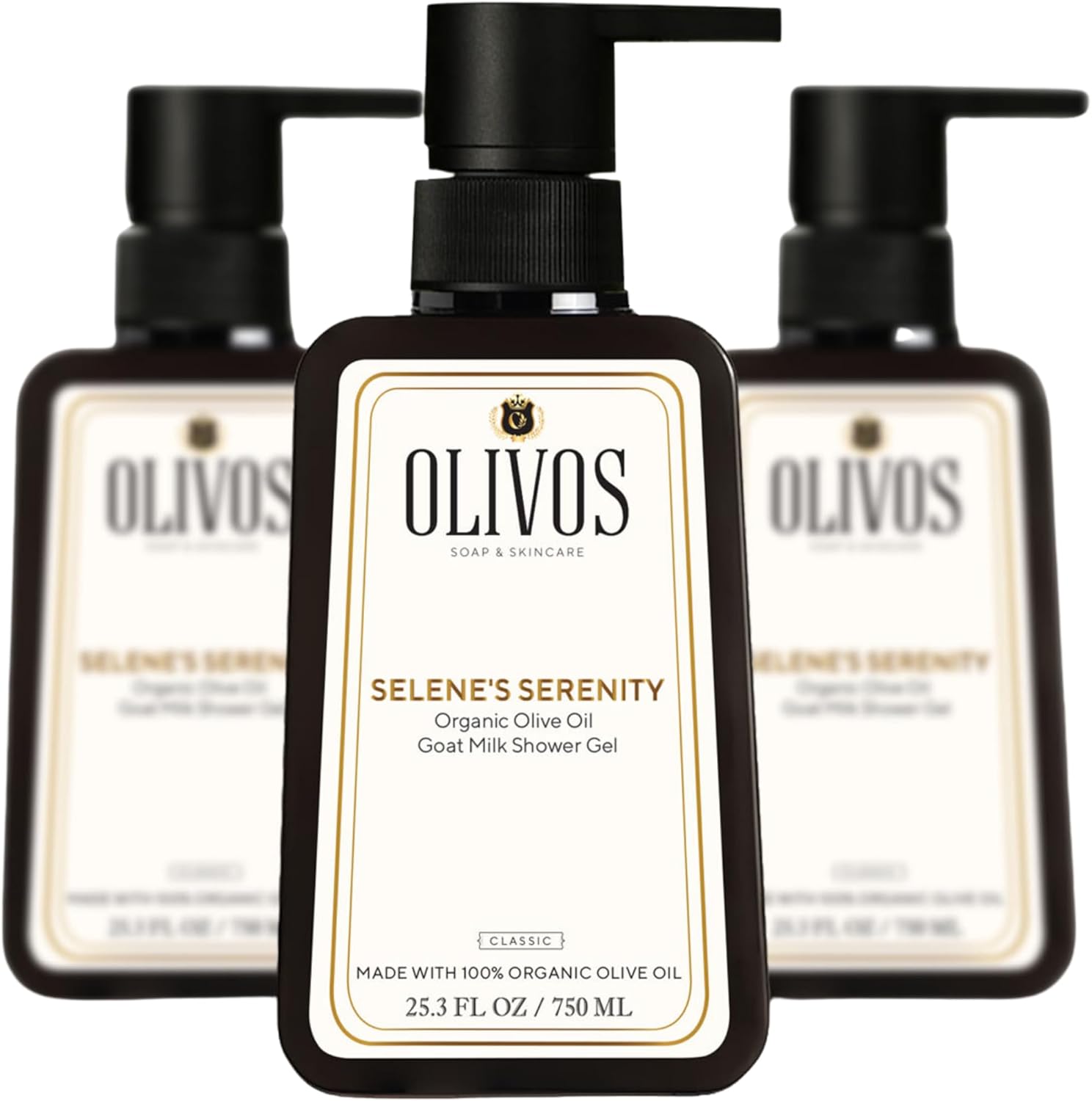 Olivos Natural Olive Oil Shower Gel - Goat Milk Softness, Moisturizing and Nourishing, Ideal for Sensitive Skin, 750ml | Intensive Moisturizing and Smooth Skin 3X750ML, Goat Milk