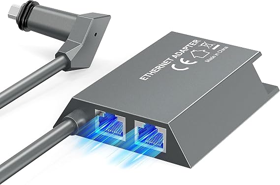 Starlink V2 Ethernet Adapter, Dual RJ45 Ports, Supports Standard Actuated Gen2, High Performance Gen1/Gen2, Wired LAN, Supports 1 Gbps, Starlink Rectangular Move, Starlink High Performance Flat Kit, V1/V2 Ethernet, Wired Connection, Wifi Starlink Ethernet Adapter, Cosmic3C