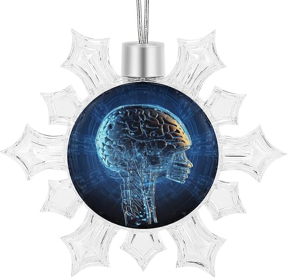 Artificial Intelligence Brain Christmas Ornaments Reusable Snowflake Ornament for Christmas Tree Personalized Hanging Snowflake Decorations for Holiday Home Decor Gifts