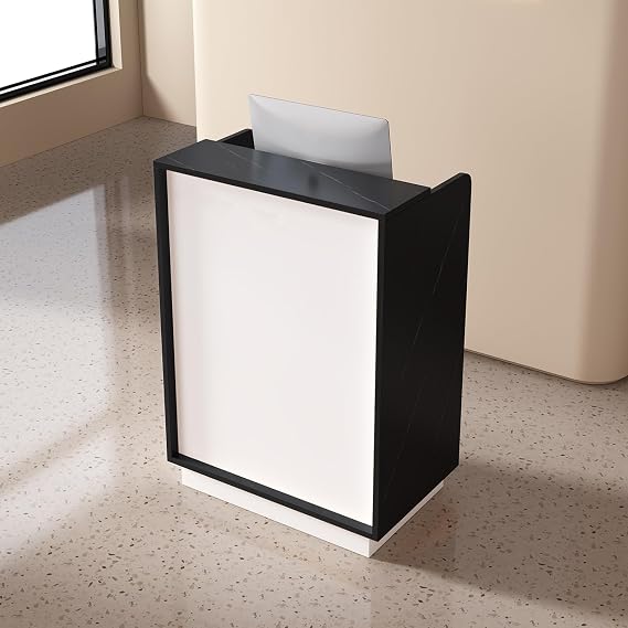 Reception Desk with Lockable Drawers, Wooden Modern Front Desk Reception Counter(Black,L 80 x W 50 x H 110 CM)