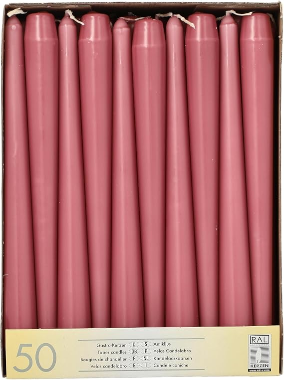 PAPSTAR 50 Candlestick Candles Diameter 2.2 x 25 cm Dusky Pink [Energy Class A++]