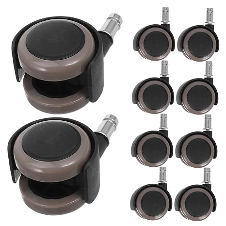 10pcs 2-inch Grey Caster Wheels Mute Universal Wheel Set for Furniture Office Chairs and Smooth Mobility