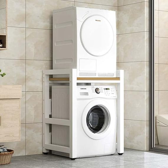 3 Tier Drum Washing Machine Cabinet Storage Shelf Stacking Kit for Washer and Dryer Laundry Room Organizer with 300kg Capacity