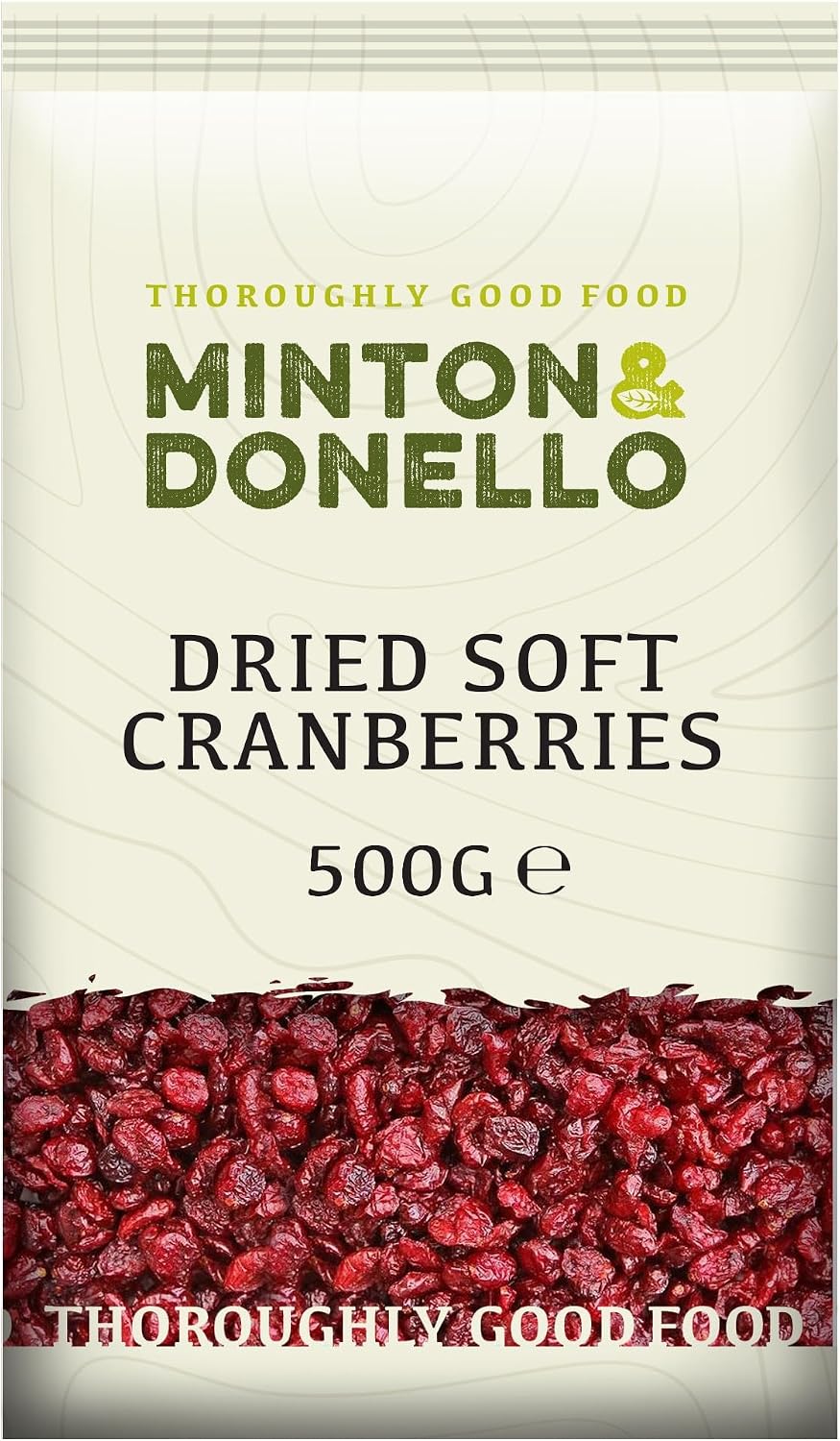 Minton & Donello 500g Dried Soft Cranberries - Ideal for Snacking and Baking