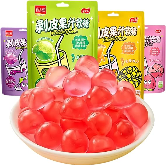 White peach peeled candy mango peeled candy 68g/pack 30% juice content soft candy peeled soft candy healthy dessert wedding candy candy ready-to-eat fruit snacks (4 flavors)