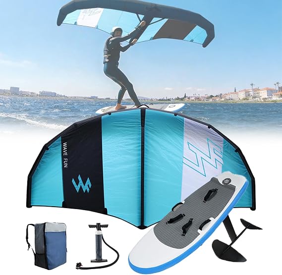 Inflatable Hydrofoil Board, Hydrofoil Surfboard - Includes Foil & Wing, Foil Board, Backpack, Air Pump, Safety Rope, Repair Kit, for Outdoor Water Sports