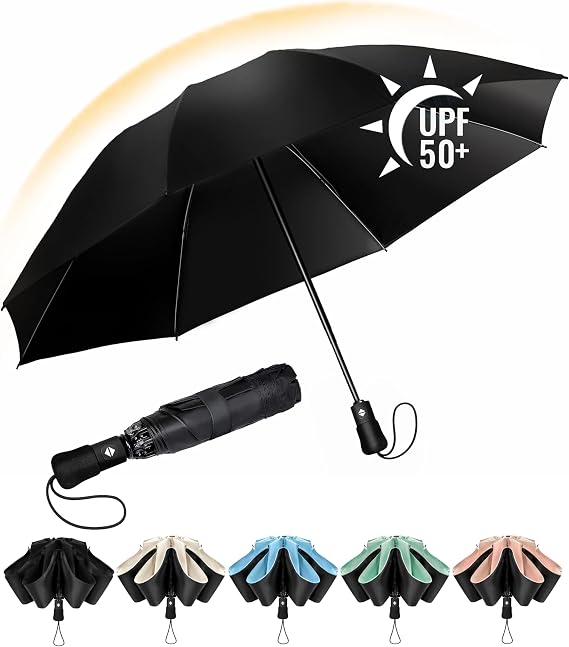 Umbrella Windproof Strong Compact Umbrellas - Automatic Umbrella for Women and Men, Portable Folding UV Umbrellas for Travel - Fits Car & Backpack for Sun, Wind and Rain