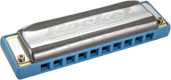 Hohner Harmonica Rocket-Low C, B Flat, Brass Reed Plates, Diatonic, 20 Reeds, Blue, Made in Germany