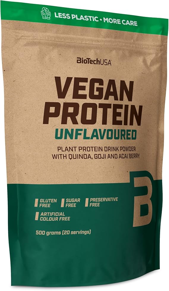 BioTechUSA Vegan Protein | Rice and Pea-Based Shake with Superfoods and Amino Acids | Sugar, Lactose, and Gluten-Free, 500 g, Unflavoured