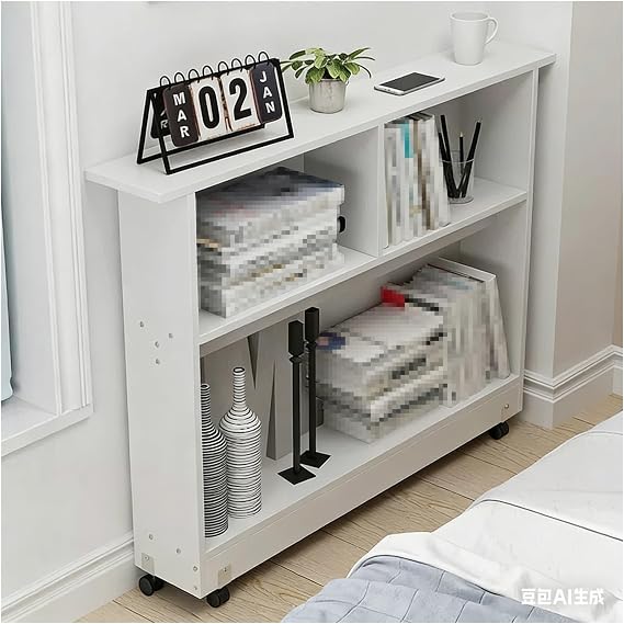 Narrow Sofa Table with Storage and Casters, Slim Console Table for Living Room, Entryway, Hallway, Foyer, Space-Saving Design