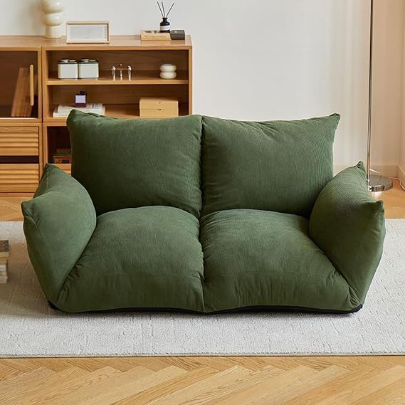 Futon Sofa Bed 4-in-1 Floor Foldable Sofa Couch Bed Queen with Armrests Convertible Folding Chair Bed Sleeper Mattress Fold Out Comfy Lounge for Living Room Bedroom Fold Out Chair Bed