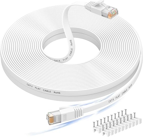 Nixsto Ethernet Cable 30 m, Cat 6 Network Cable, Flat Internet Cable