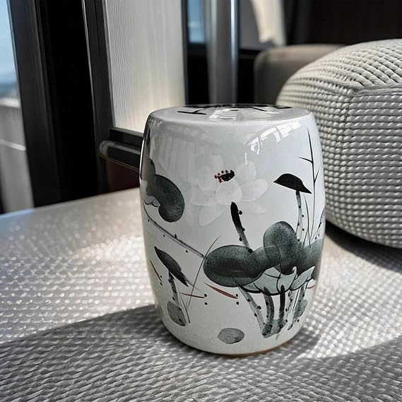 Hand Painted Garden Stools, Ceramic Garden Stool, Decorative Ceramic Garden Stool, Chinoiserie Ceramic Drum Indoor Outdoor Garden Stool, Chinese Drum Stool Accent Seat(A)