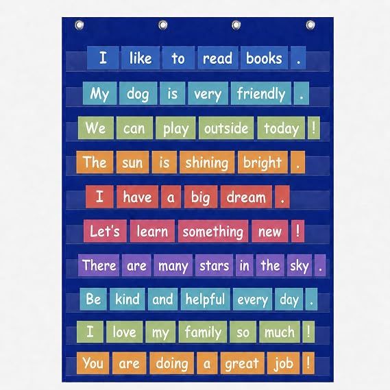TOGETRUE Pocket Chart for Classroom, Large 10 Clear Pockets for Word Wall Letter Cards Sentence Strips, Hanging Pocket Chart for Homeschool, Teacher Supplies, Office, 44 X 27.5"