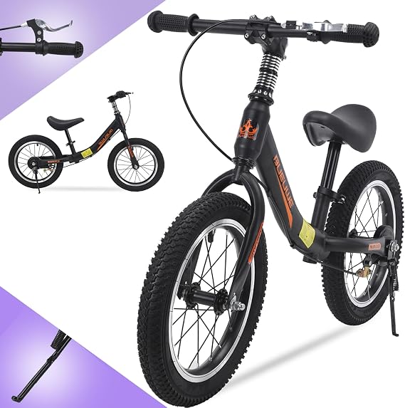 14/16 Inch Balance Bike for 3 4 5 6 7 and 8 Years Old Boys Girls,No Pedal Training Bicycle with Brake and Kickstand,Adjustable Seat Height,Air Tires,Gift for Outdoor Sports