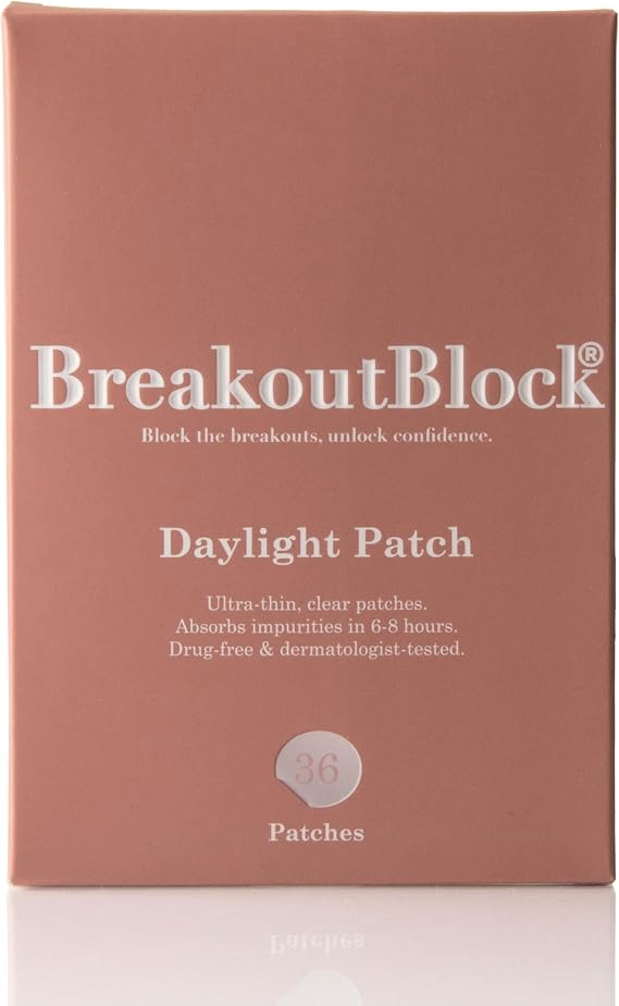 Daylight Patch by BreakoutBlock – 36 Hydrocolloid Acne Patches – Pimple Patches for Spot & Blemish Treatment – Vegan-Friendly, Invisible Stickers.