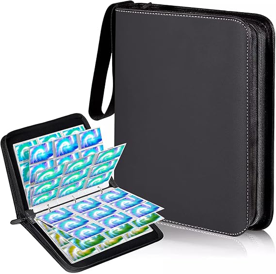 Card Binder 9 Pocket,Trading Card Binder with 50 Removable Sleeves,900 Pocket TCG Binder Album,Football Card Binder with Waterproof PU Cover（Black）