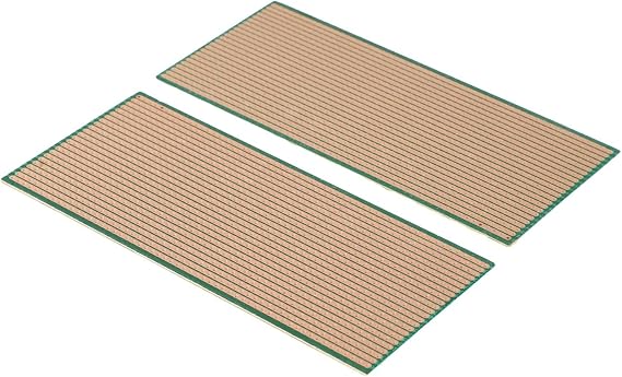 2Pcs Stripboard Uncut PCB Board Single Sided 6.5 x 14.5 cm 1.2mm Thickness 1mm Aperture 2.54mm Hole Spacing for Electronic Prototyping