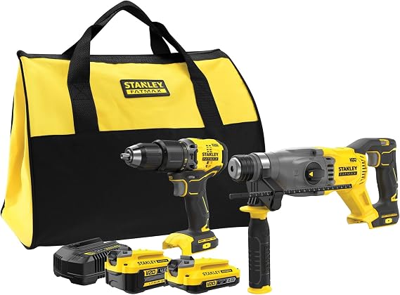 Stanley - FatMax SFMCK216MDS-QW Set Softbag, SFMCD715 Kömürsüz Darbeli Matkap, SFMCH900 SDS+ Kırıcı, 1x 4Ah, 1x 2Ah Batarya, 2A Şarj Cihazı