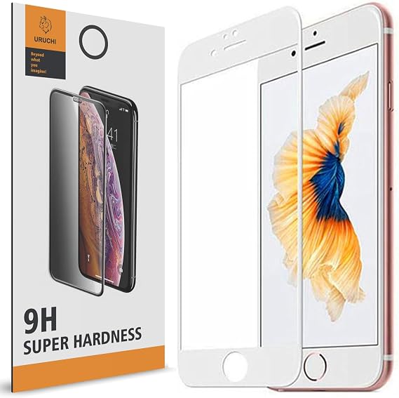 URUCHI iPhone 7 Beyaz ve iPhone 8 Beyaz (4.7'') ile Uyumlu Ekran Koruyucu, HD Tam Kapsamlı Ekran Kapağı Cam Filmi