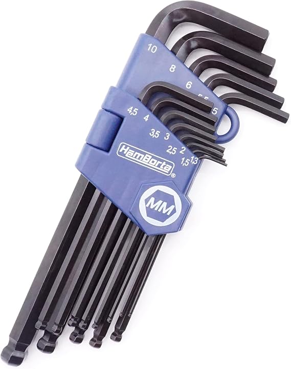 Long Allen Wrenches, Metric Set 13 Pieces 0.05-10 mm Black Oxide