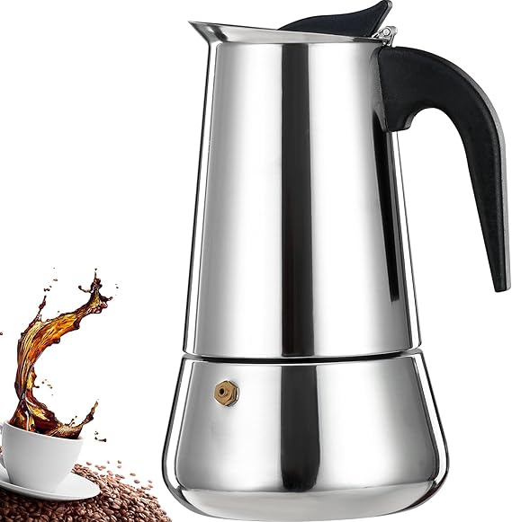 4 Cup Espresso Maker Stainless Steel Mocha Pot Espresso Maker Percolator Italian Coffee Machine Mocha Coffee Machine Cafe Classic Maker for Home and Camping 200 ml 6.6 oz